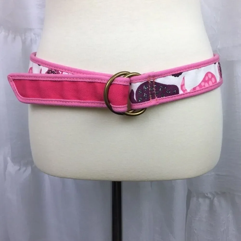 Hot Pink Belt Womens Large Barbie Core Preppy Double D Ring Summer‎ Fruit Canvas